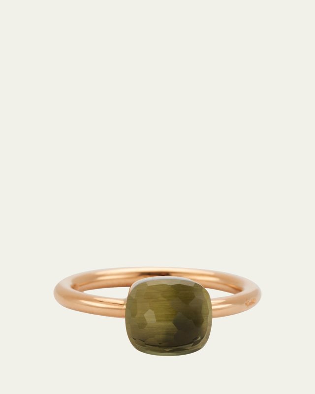 Nudo Petite Rose & White Gold Ring with Prasiolite